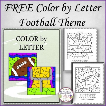 FREE COLOR by LETTER Football Theme